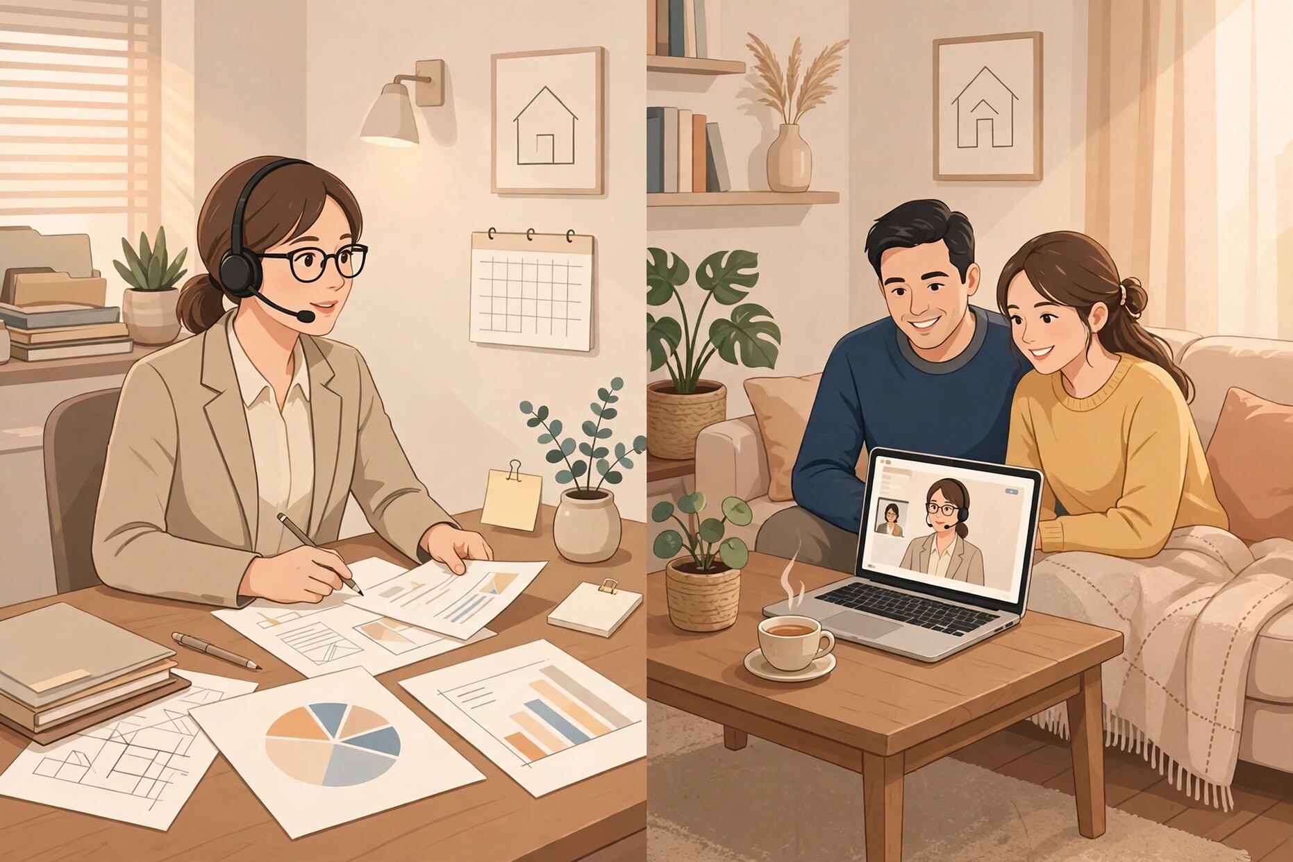 見積もりの見方をアドバイザーに相談するイラスト
