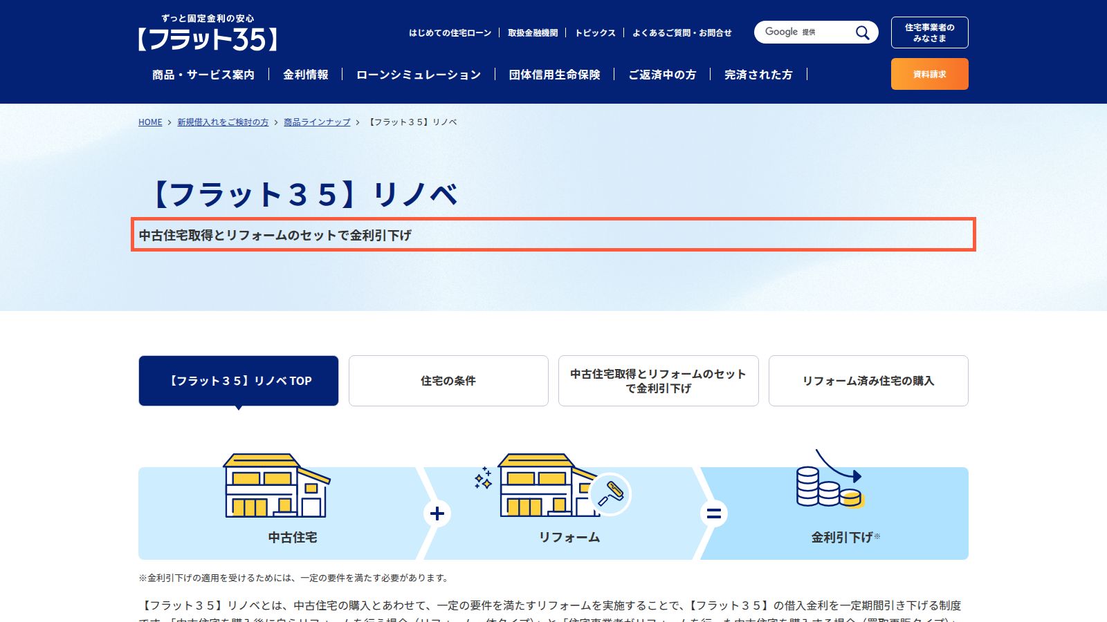 【フラット35】リノベの公式ページ